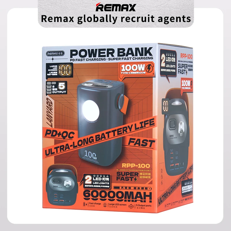 REMAX 100W 27W 80000mAh 60000mAh Power Bank Fast Charging For Laptop iPhone 15 Pro 14 13 X iPad PowerBank Outdoor Power Station