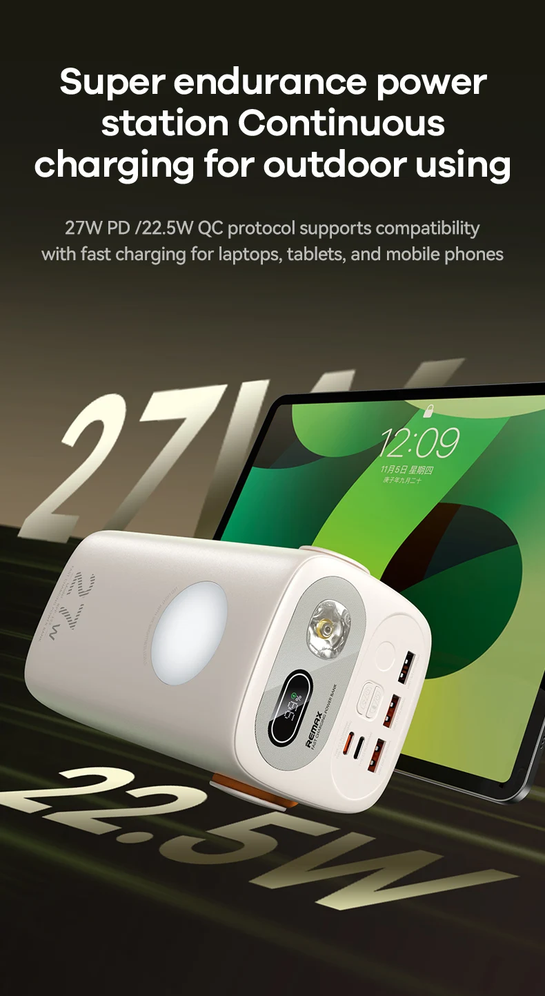 REMAX 100W 27W 80000mAh 60000mAh Power Bank Fast Charging For Laptop iPhone 15 Pro 14 13 X iPad PowerBank Outdoor Power Station