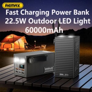 Внешний аккумулятор REMAX RPP-123 60000 мАч с LED-фонарем и быстрой зарядкой 27W