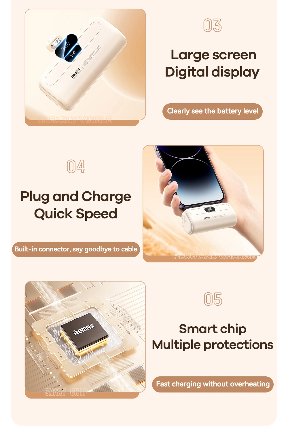 REMAX Power Bank Portable Charger For iPhone 16 Pro MAX 15 14 13 12 Mini 11 XS 8 Xiaomi Samsung Oneplus Pocket PowerBank 5000mAh