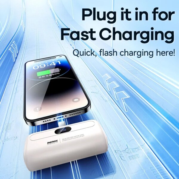 Внешний аккумулятор Remax RPP-633 Capsule Series для iPhone и Android с прямым подключением — изображение 3