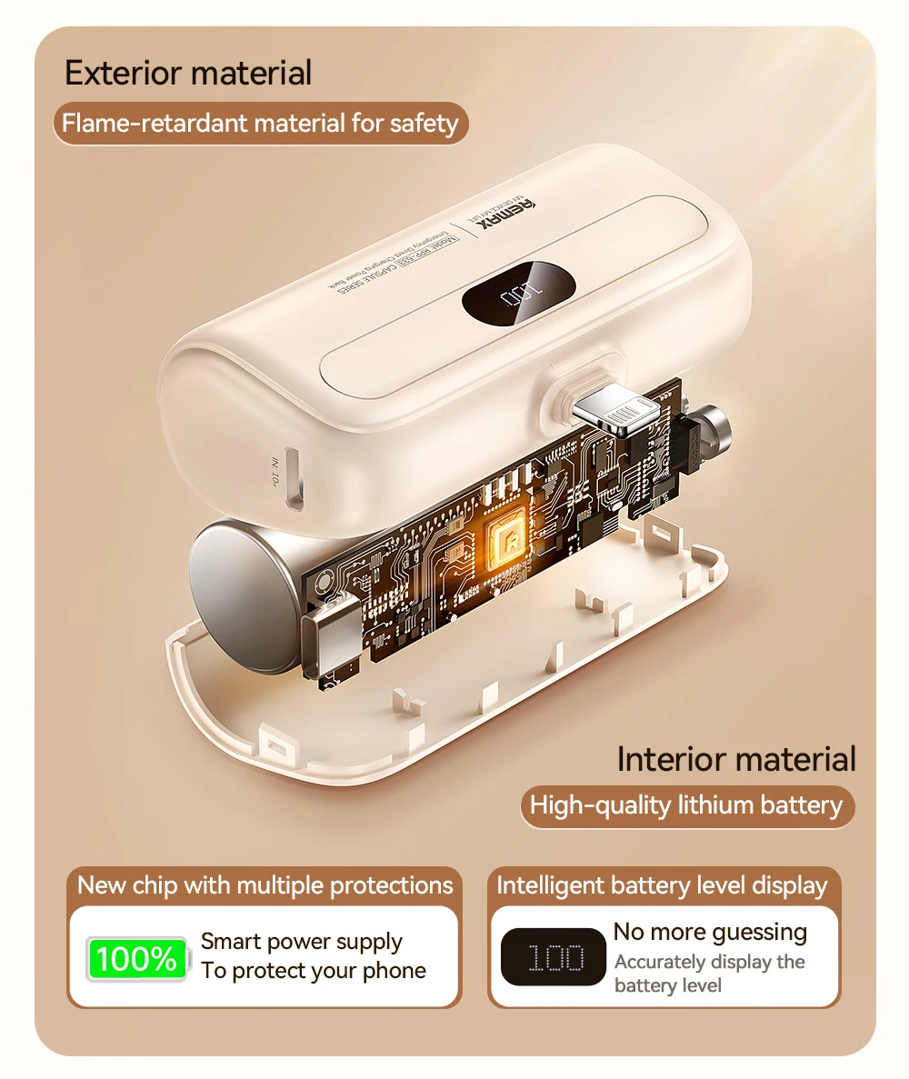 REMAX Power Bank Portable Charger For iPhone 16 Pro MAX 15 14 13 12 Mini 11 XS 8 Xiaomi Samsung Oneplus Pocket PowerBank 5000mAh