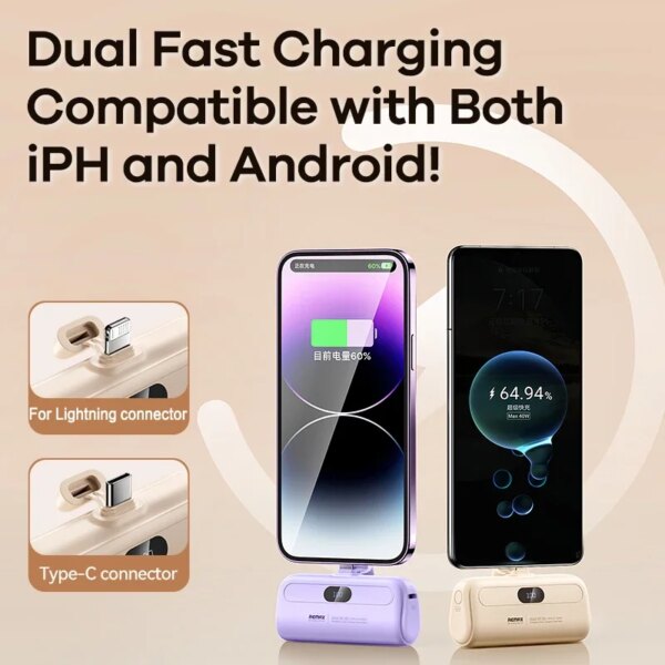 Внешний аккумулятор Remax RPP-633 Capsule Series для iPhone и Android с прямым подключением — изображение 5