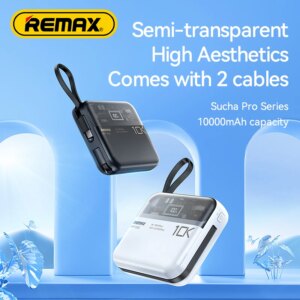 Внешний аккумулятор Remax RPP-602 Sucha Pro с двумя встроенными кабелями 10000 мАч (22.5W)