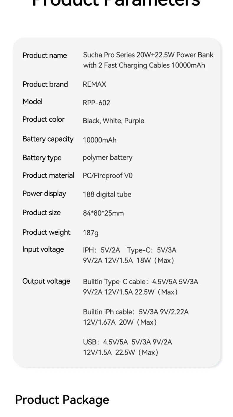 REMAX Power Bank 10000mAh Fast Charge For iPhone 15 Pro MAX 14 13 12 Mini iPad Tablets Samsung Xiaomi Portable Charger Powerbank