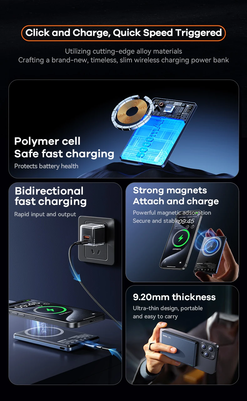 REMAX Magnetic Power Bank Alloy Wireless Charger For iPhone 15 Pro MAX 13 12 Xiaomi 14 Samsung S23 Ultra Thin Portable PowerBank