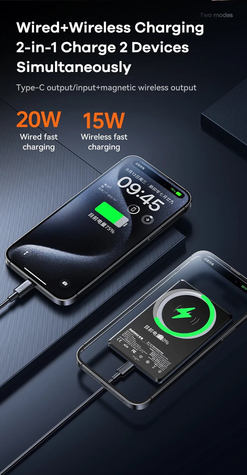 REMAX Magnetic Power Bank Alloy Wireless Charger For iPhone 15 Pro MAX 13 12 Xiaomi 14 Samsung S23 Ultra Thin Portable PowerBank