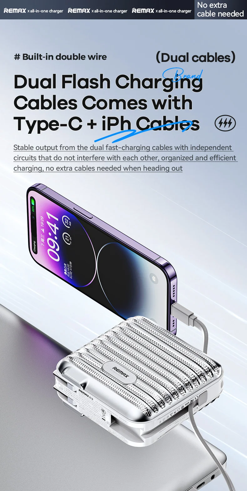 REMAX 15000mAh Power Bank Fast Charging For iPhone 15 MacBook iPad Airpods Xiaomi Laptop Tablet Portable PowerBank Wall Charger