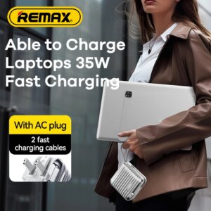 Внешний аккумулятор Remax 15000 мАч 35W (UFCS) с двумя встроенными кабелями