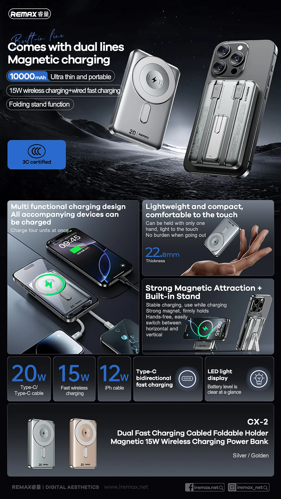 REMAX 30W Magnetic PowerBank Portable Wireless Charger For iPhone 15 Pro MAX 14 Plus X Samsung Xiaomi Huawei Power Bank 10000mAh