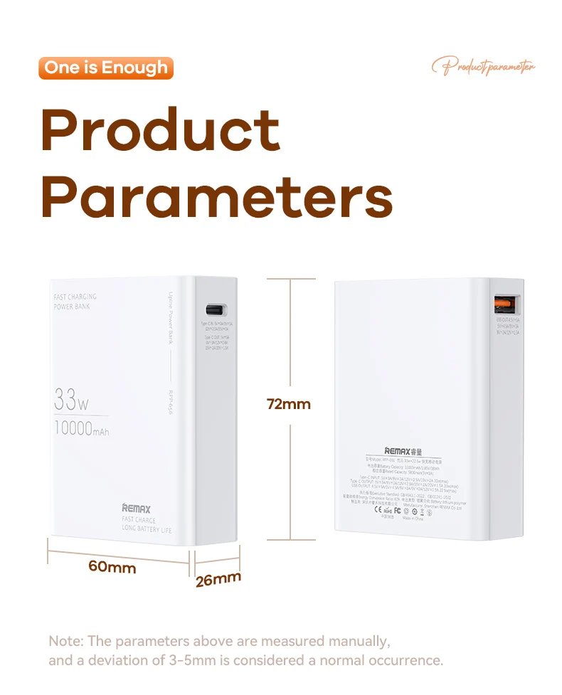 REMAX 33W 10000mAh Power Bank Fast Charge For iPhone 15 14 Pro MAX 13 12 11 X Samsung Xiaomi Powerbank Charging External Charger