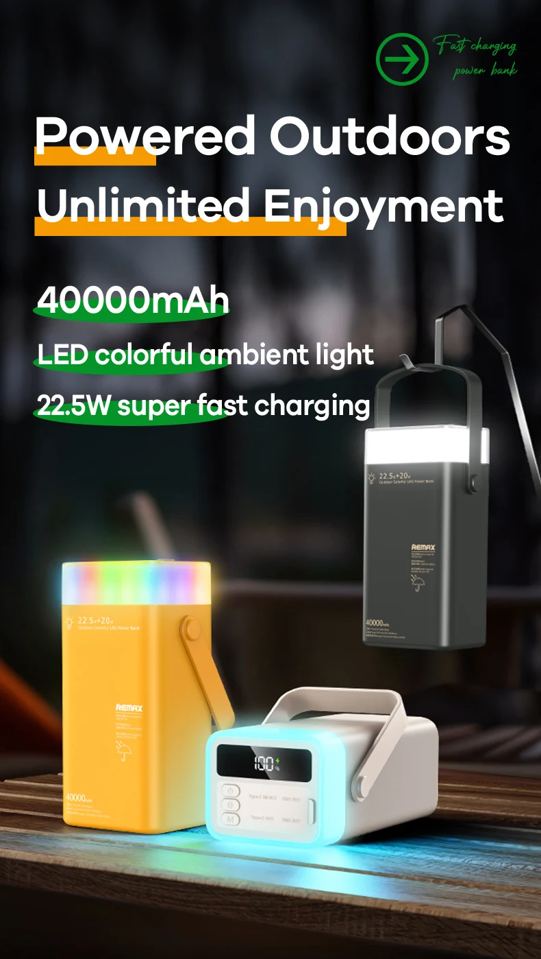 REMAX 100W 60000mAh High Capacity Power Bank Fast Charging For MacBook iPhone X iPad 80000mAh PowerBank Outdoor 40000mAh Camping
