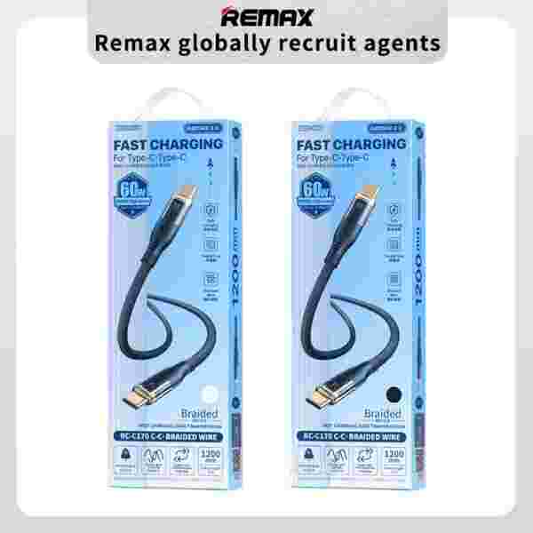 REMAX 60W Cyberpunk PD Fast Charging C-C Date USB Cable Type-C to Type-C Braided Cable For Phones/Laptop/Tablets — изображение 3