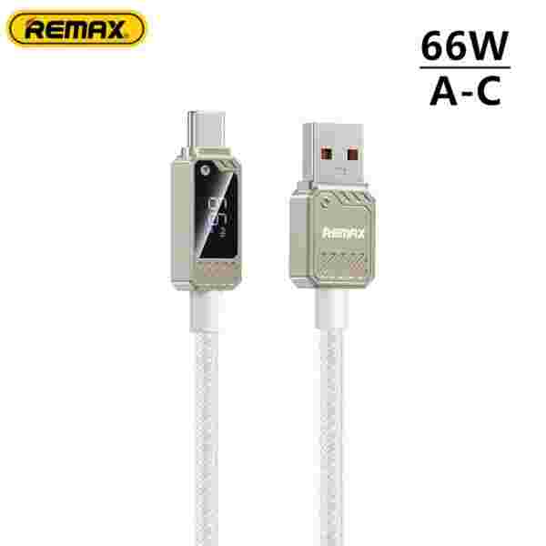 REMAX 66W Zinc Alloy Braided Usb Cable With Smart Digital Display A-C Date Cable USB-A to Type-C Fast Charging USB Cable