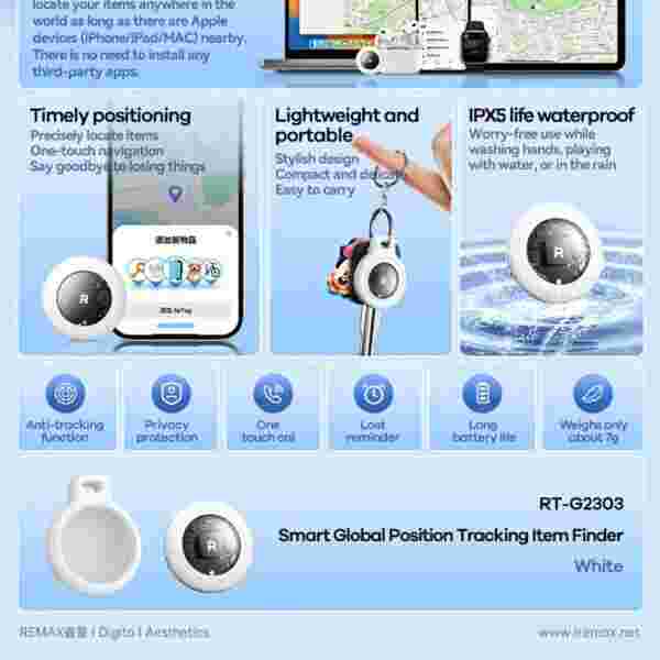 Трекер для поиска вещей Remax RT-02303 с GPS-позиционированием — изображение 3