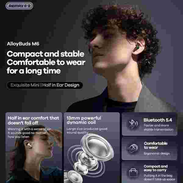 Наушники TWS REMAX Alloy Buds M6 с Bluetooth 5.4 — изображение 5