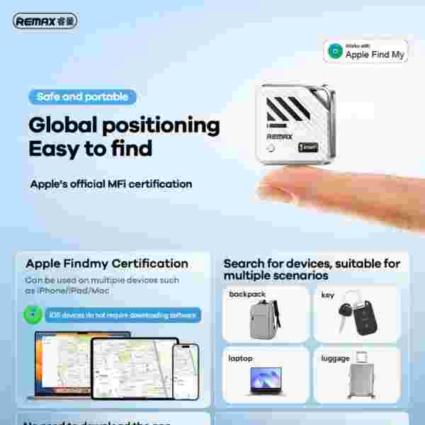 Умный трекер-антипотеряшка Remax RT-G2306 для Apple Find My (белый | желтый | зеленый) — изображение 2