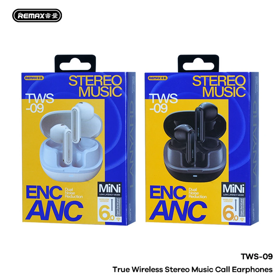 REMAX Ture Wireless Stereo Earphones ANC+ENC Dual Noise Reduction Bluetooth V6.0 TWS Earbuds Headset