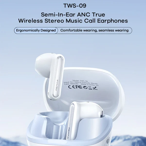 Наушники TWS беспроводные стерео Remax TWS-09 ANC+ENC с двойным шумоподавлением Bluetooth 6.0 (TWS-09) — изображение 5